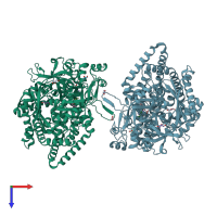 PDB entry 3wom coloured by chain, top view.