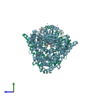 PDB entry 3won coloured by chain, side view.