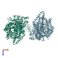 PDB entry 3won coloured by chain, top view.