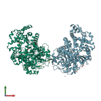 PDB entry 3woo coloured by chain, front view.