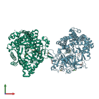 PDB entry 3wop coloured by chain, front view.