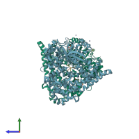 PDB entry 3wor coloured by chain, side view.