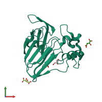 PDB entry 3wou coloured by chain, front view.
