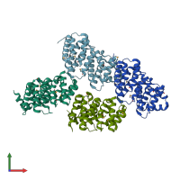 PDB entry 3woz coloured by chain, front view.