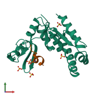 PDB entry 3wp1 coloured by chain, front view.