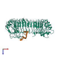 PDB entry 3wpe coloured by chain, top view.