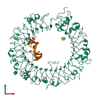 PDB entry 3wph coloured by chain, front view.
