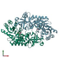 PDB entry 3wqe coloured by chain, front view.