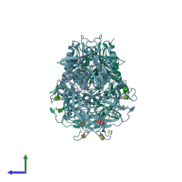 PDB entry 3wqh coloured by chain, side view.