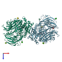 PDB entry 3wqh coloured by chain, top view.