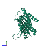 PDB entry 3wro coloured by chain, side view.