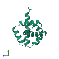 PDB entry 3wrp coloured by chain, side view.