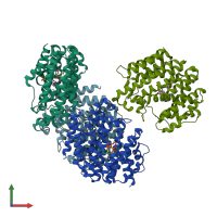 PDB entry 3wsb coloured by chain, front view.