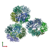 PDB entry 3wst coloured by chain, front view.