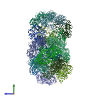 PDB entry 3wst coloured by chain, side view.