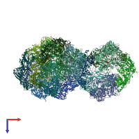 PDB entry 3wst coloured by chain, top view.