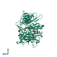 PDB entry 3wsy coloured by chain, side view.