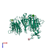 PDB entry 3wsz coloured by chain, top view.