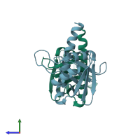 PDB entry 3wtd coloured by chain, side view.