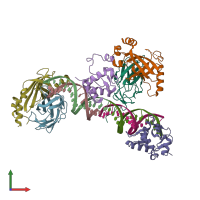 PDB entry 3wts coloured by chain, front view.