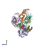 PDB entry 3wts coloured by chain, side view.