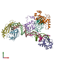 PDB entry 3wtv coloured by chain, front view.