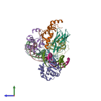 PDB entry 3wty coloured by chain, side view.