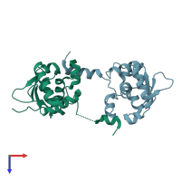 PDB entry 3wtz coloured by chain, top view.