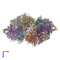 PDB entry 3wu2 coloured by chain, top view.