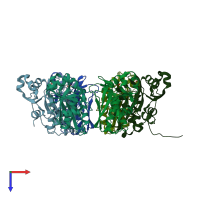 PDB entry 3wu6 coloured by chain, top view.