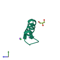 PDB entry 3wup coloured by chain, side view.