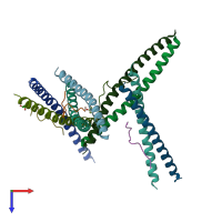 PDB entry 3wut coloured by chain, top view.