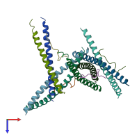 PDB entry 3wuu coloured by chain, top view.
