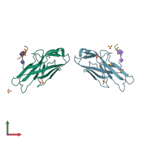 PDB entry 3wv0 coloured by chain, front view.