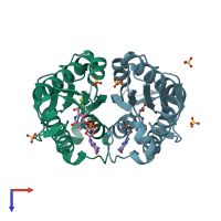 PDB entry 3wvc coloured by chain, top view.