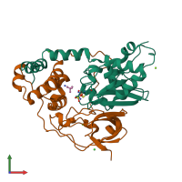 PDB entry 3wve coloured by chain, front view.