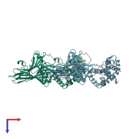 PDB entry 3wvf coloured by chain, top view.