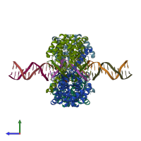 PDB entry 3wvh coloured by chain, side view.