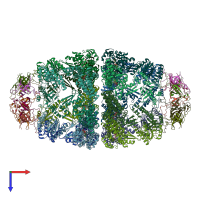 PDB entry 3wvl coloured by chain, top view.