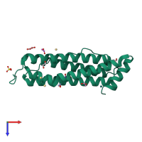 PDB entry 3wvu coloured by chain, top view.