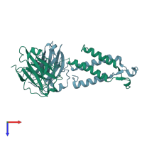 PDB entry 3wvz coloured by chain, top view.