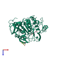 PDB entry 3wwc coloured by chain, top view.