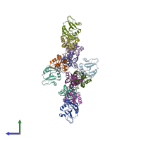 PDB entry 3wwk coloured by chain, side view.