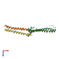 PDB entry 3wws coloured by chain, top view.