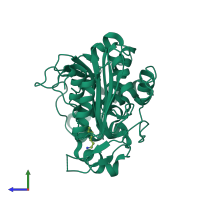 PDB entry 3wwx coloured by chain, side view.