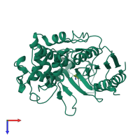 PDB entry 3wwx coloured by chain, top view.