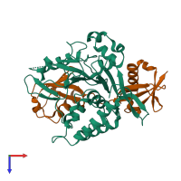 PDB entry 3wxe coloured by chain, top view.