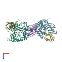 PDB entry 3wxg coloured by chain, top view.