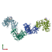 PDB entry 3wxl coloured by chain, front view.