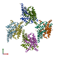 PDB entry 3wxx coloured by chain, front view.